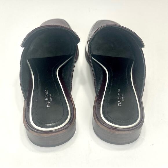Rag & Bone Aslen Mule Loafer Clogs Size 7.5 Merlot Red Leather Low Heel New York - Picture 4 of 15